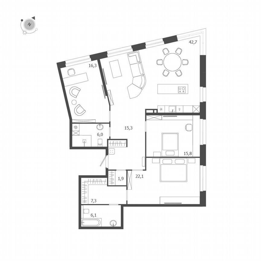3-к. квартира, 133,5 м², 3/9 эт.