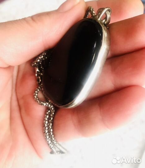 Агат, подвеска с цепочкой Сер 925