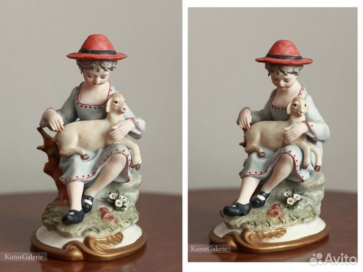 Девочка с барашком Gianni Merlo Capodimonte фарфор