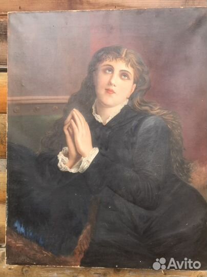 Картина маслом на холсте старинная 19 век