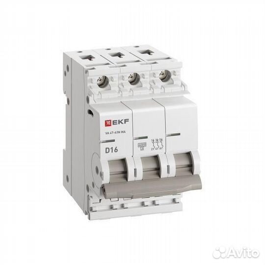 Выключатель автоматический 3п D 16А 6кА ва 47-63N MA без теплового расцеп. PROxima EKF M63MA6316D