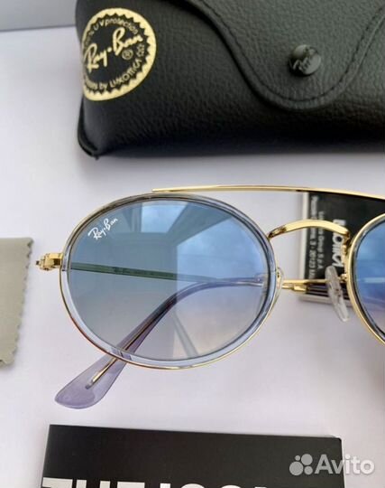 Очки ray ban oval double bridge голубые