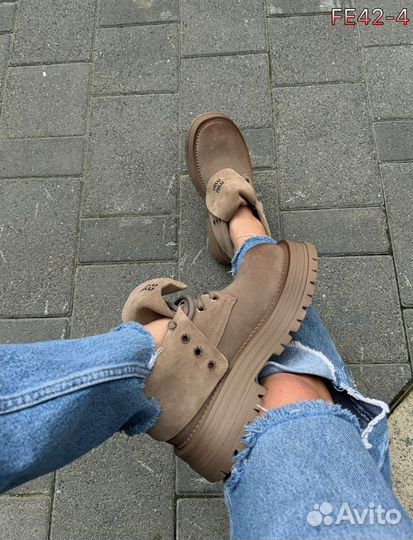 Ботинки miu miu из натуральной кожи и замши