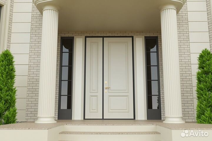 Парадная красивая белая дверь для дома