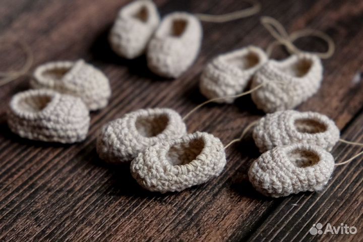 Лапти-обереги мини льняные