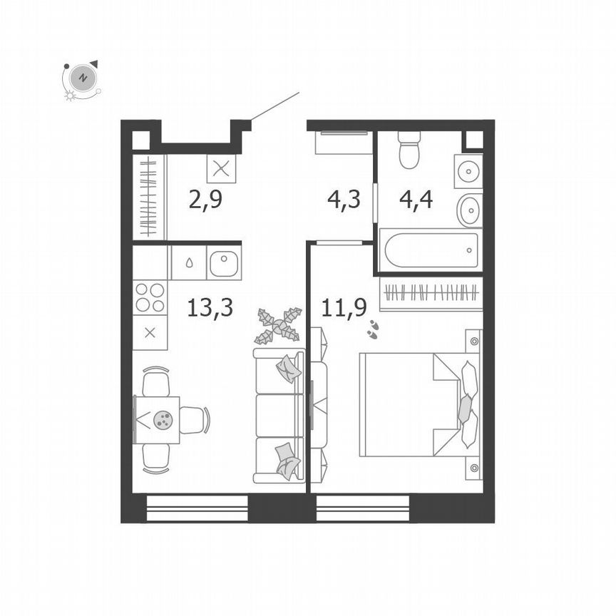 1-к. квартира, 36,8 м², 6/19 эт.