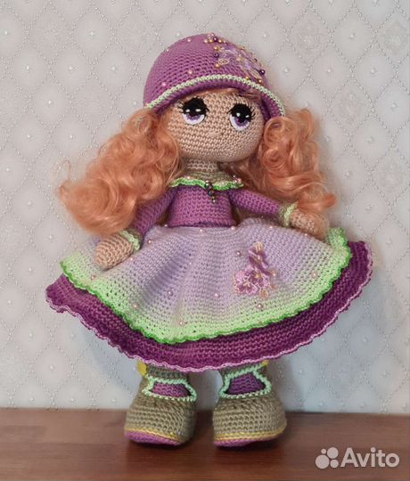 Интерьерная Вязаная кукла Фиалочка