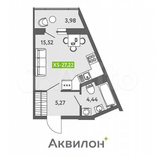 Квартира-студия, 27 м², 5/13 эт.