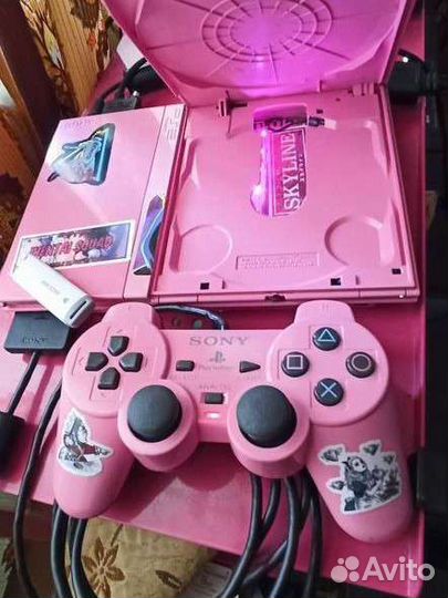 PlayStation 2 pink с подсветкой и играми 29 шт