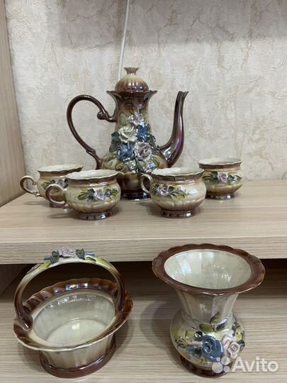 Сервиз чайный с лепниной цветами СССР