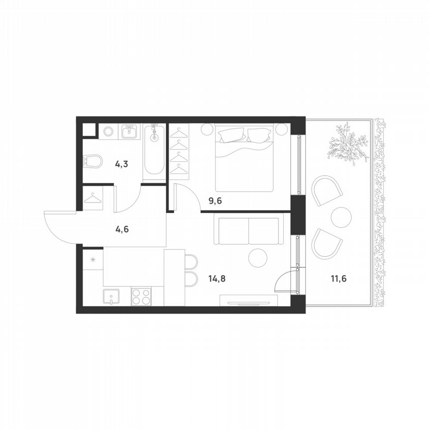 1-к. квартира, 36,8 м², 1/17 эт.