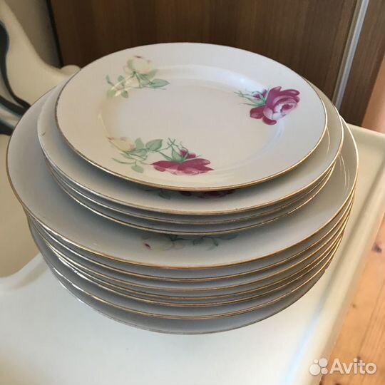 Столовый сервиз Дулево СССР «Роза» 1986 года