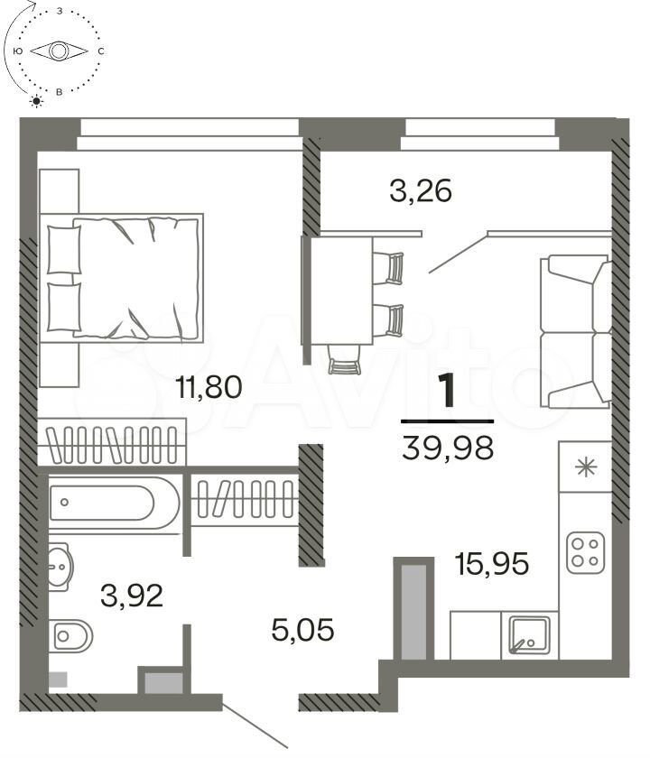 1-к. квартира, 40 м², 26/26 эт.