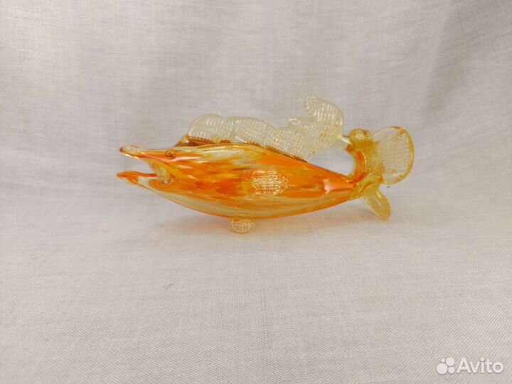 Статуэтка ваза *Рыба* из цветного стекла СССР