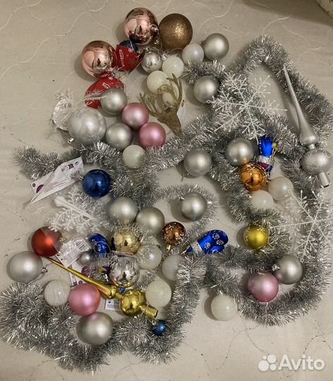 Елочные игрушки пакетом новые и бу (шарики и др)