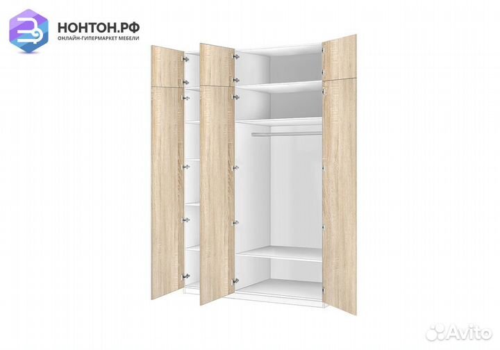 Шкаф трехдверный Село 8.05 белый / дуб сонома