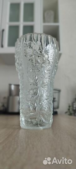 Ваза для цветов, стекло рельефное, времён СССР