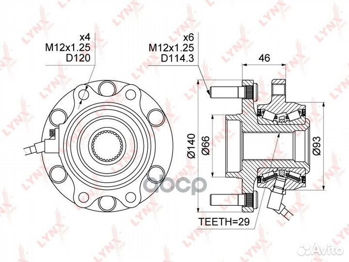 Ступица колеса перед прав/лев WH1104 lynxauto