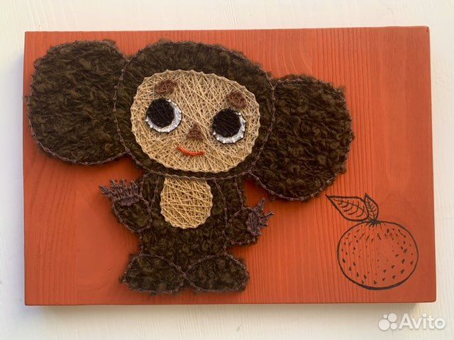 Картина в технике стринг-арт «Чебурашка»