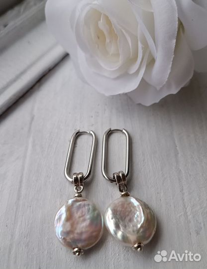 Серьги с барочным жемчугом. Бижутерия