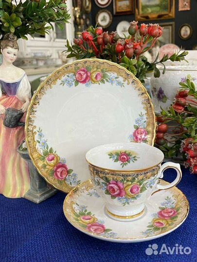 Винтаж кофейное трио с розами Winterling