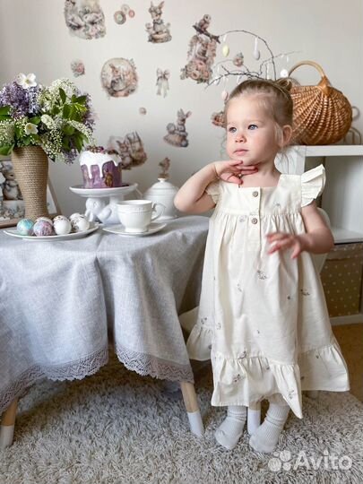 Новый детский сарфан и боди с вышивкой 80-116