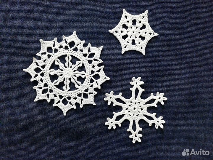 Снежинки крючком