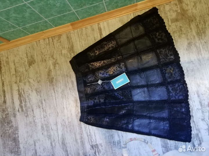 Новая кожаная юбка 57 см