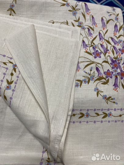 Скатерть лен СССР с колокольчиками