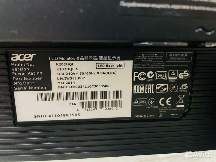 Монитор Acer K202HQL