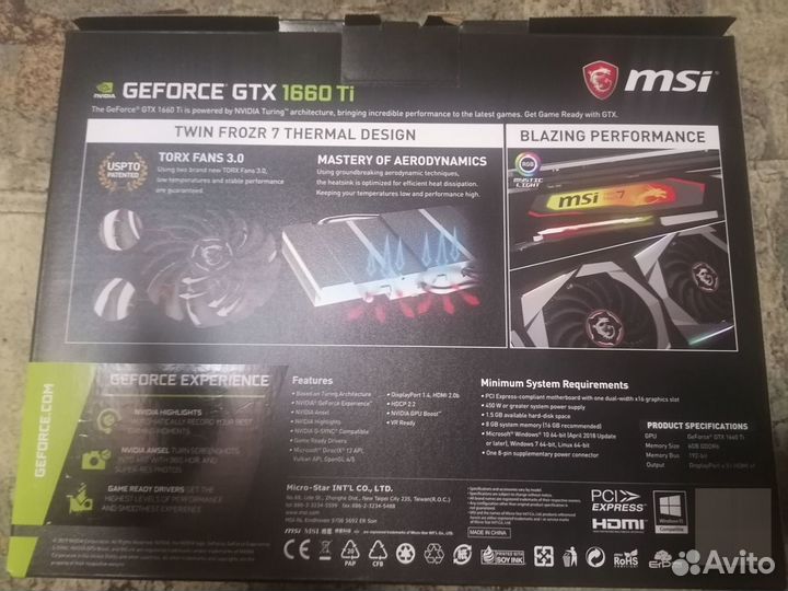 MSI Geforce GTX 1660 TI gaming X 6Gb