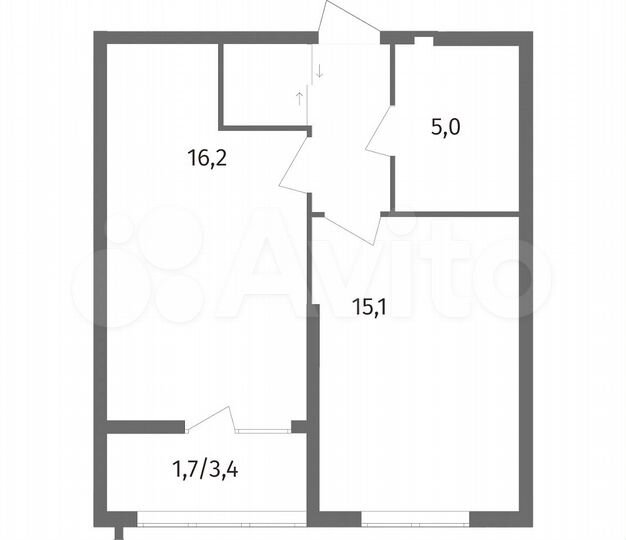 1-к. квартира, 43,1 м², 3/12 эт.