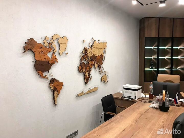 Карта мира с подсветкой на стену, Рыбинск