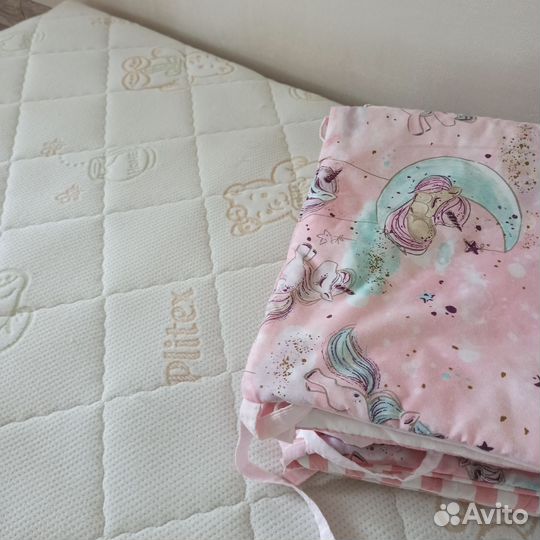 Матрас 120*60 и бортики на кроватку