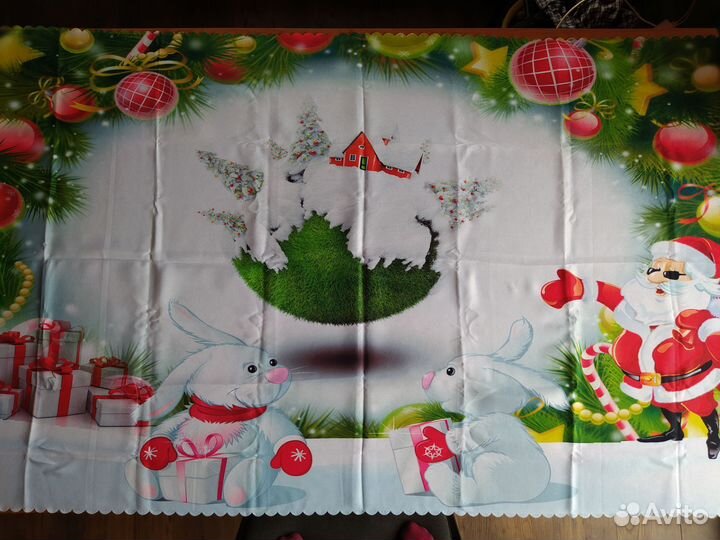 Скатерть новогодняя, новая, с 3д принтом