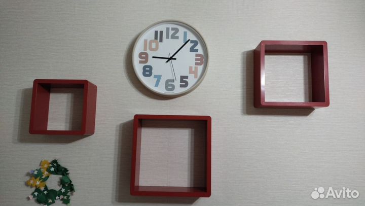 Набор настенных полок 3 шт красные