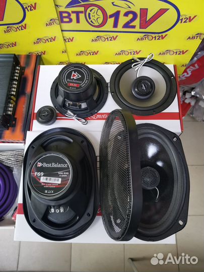 Автозвук комплект динамики усилитель провода новое