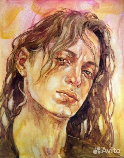 Картина маслом мужской портрет стильный эмоции