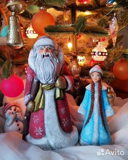 Дед мороз и снегурочка СССР пластик