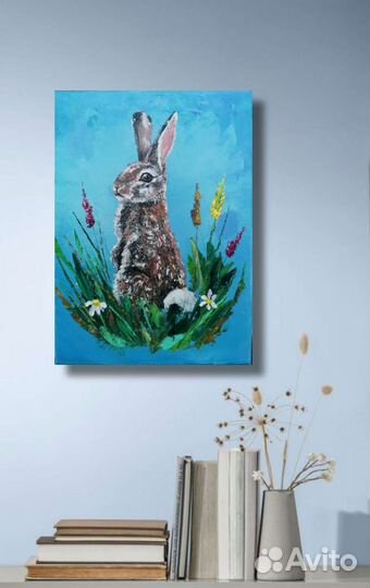 Картина маслом на холсте кролик
