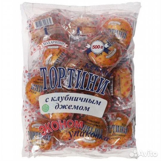 Опт - Кексы Тортини с Клубничным джемом 500г