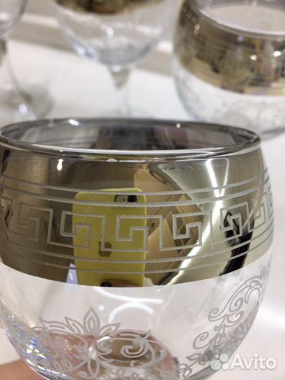 Набор бокалов для вина Версачи платина гравировка