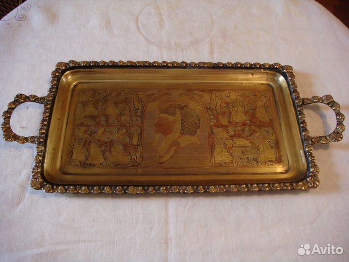 Поднос Старинный Ручная Работа Латунь Египет