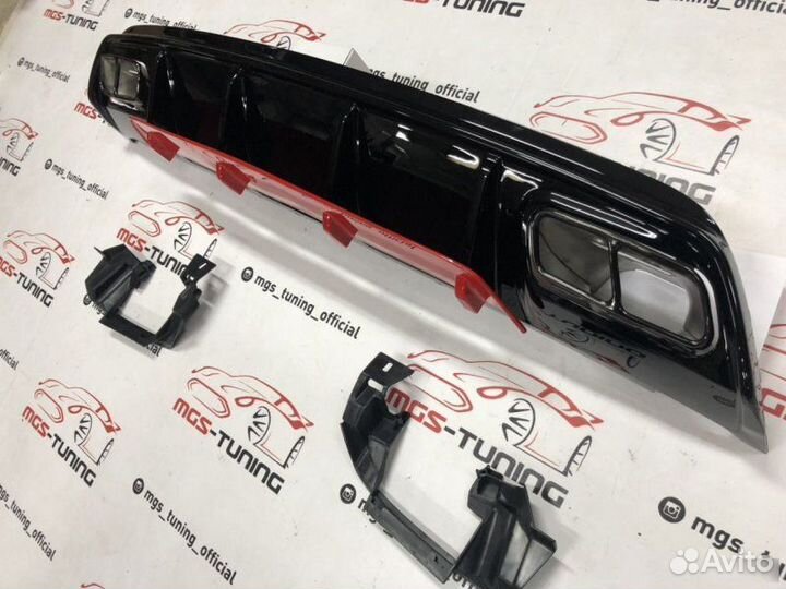 Диффузор насадки Мерс w176 А45 AMG красный 15-18