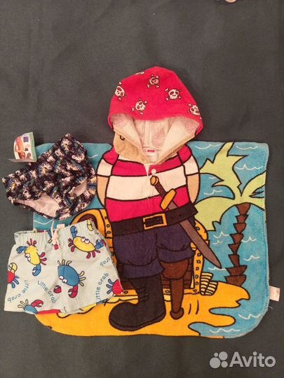 Полотенце-пончо детский на пляж, в бассейн