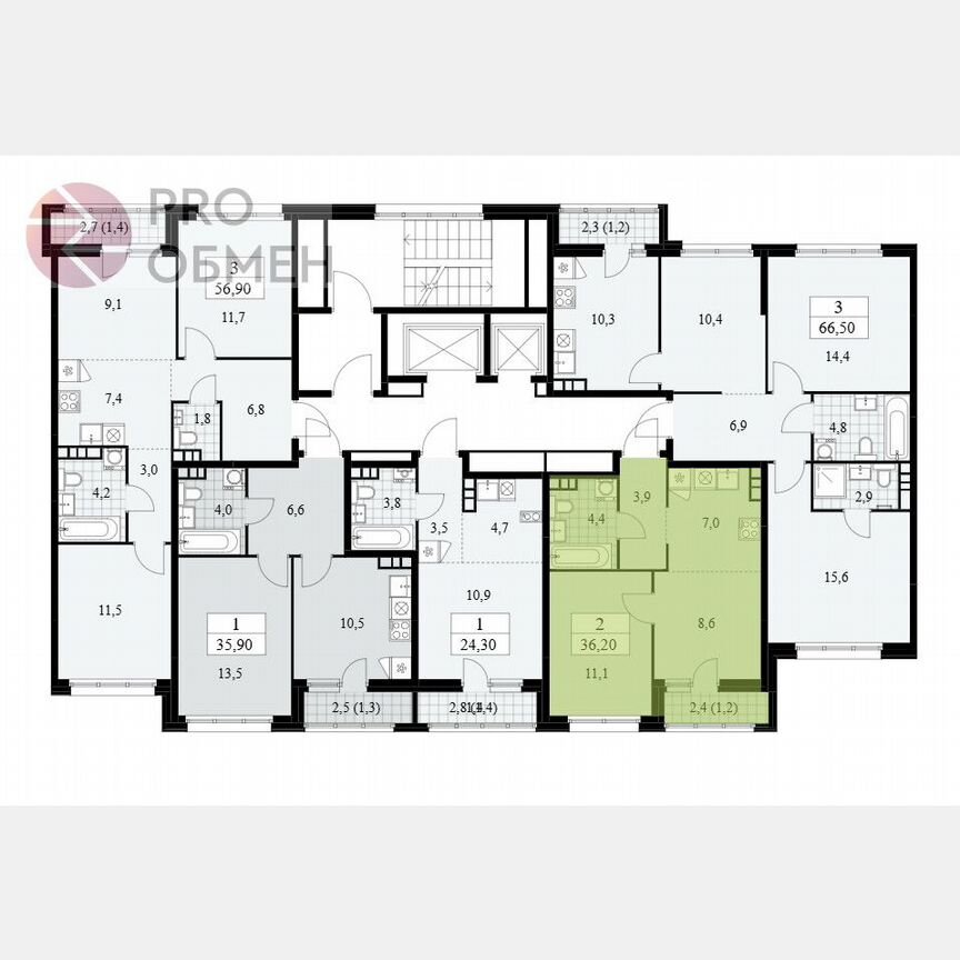 2-к. квартира, 36,2 м², 5/14 эт.