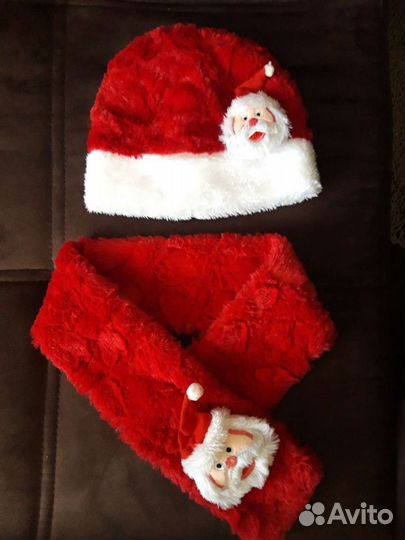 Комплект шапка, шарф новогодние