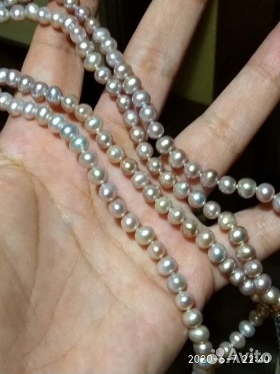 Бусы натур.жемчуг с петлёй для телеф(можно убрать)