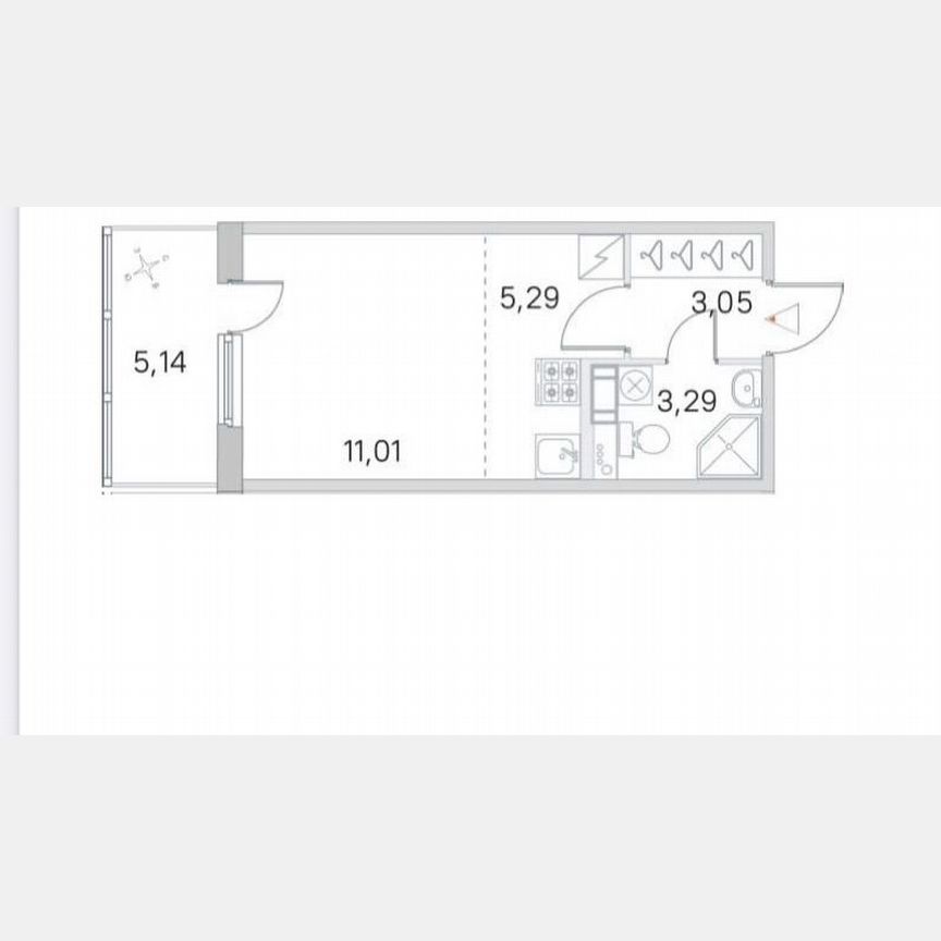 Квартира-студия, 25,2 м², 4/5 эт.