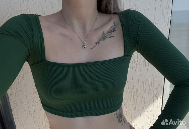 Кроп топ, лонгслив, топик S, кофта